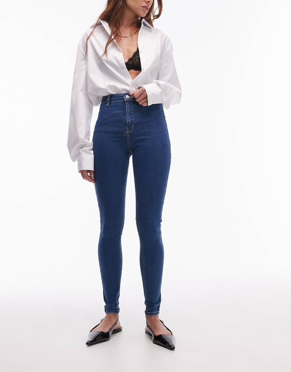 Topshop high rise Joni jeans in mid blue