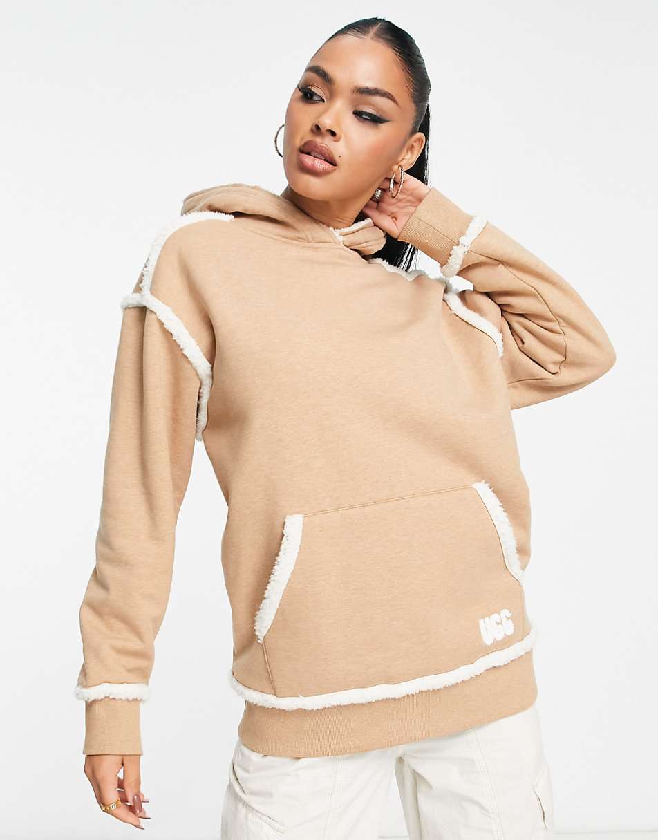 UGG Joanne bonded fleece hoodie in camel