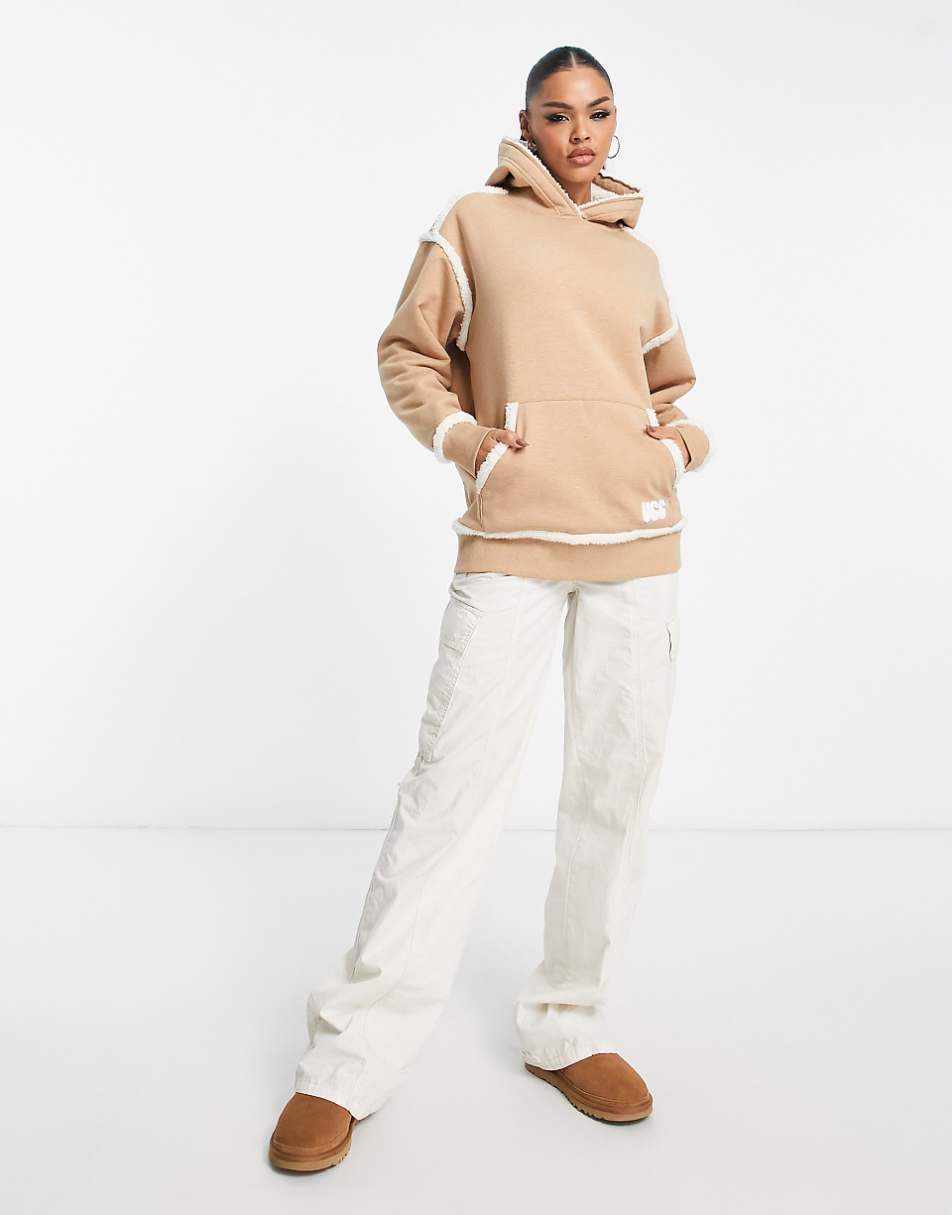 UGG Joanne bonded fleece hoodie in camel