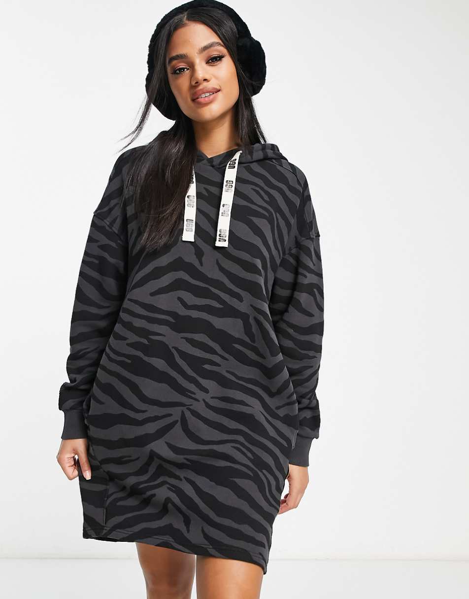 UGG Aderyn hoodie dress in black zebra