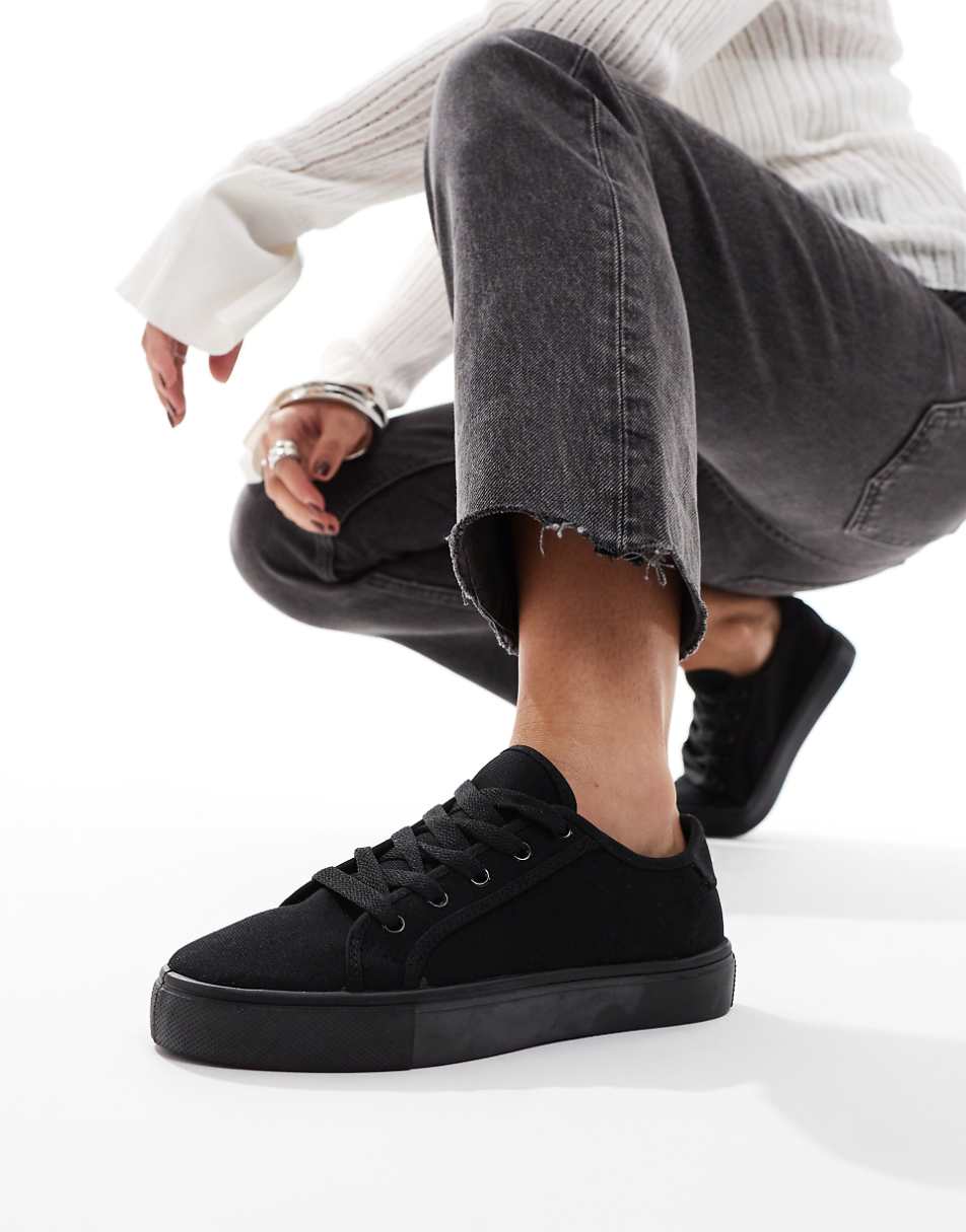 ASOS DESIGN Dizzy lace up sneakers in black drench