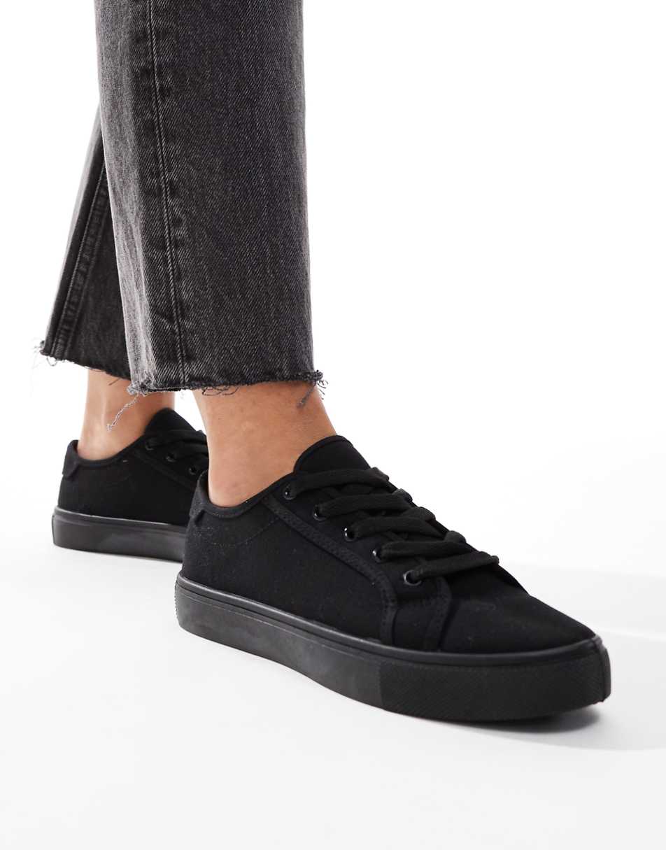 ASOS DESIGN Dizzy lace up sneakers in black drench