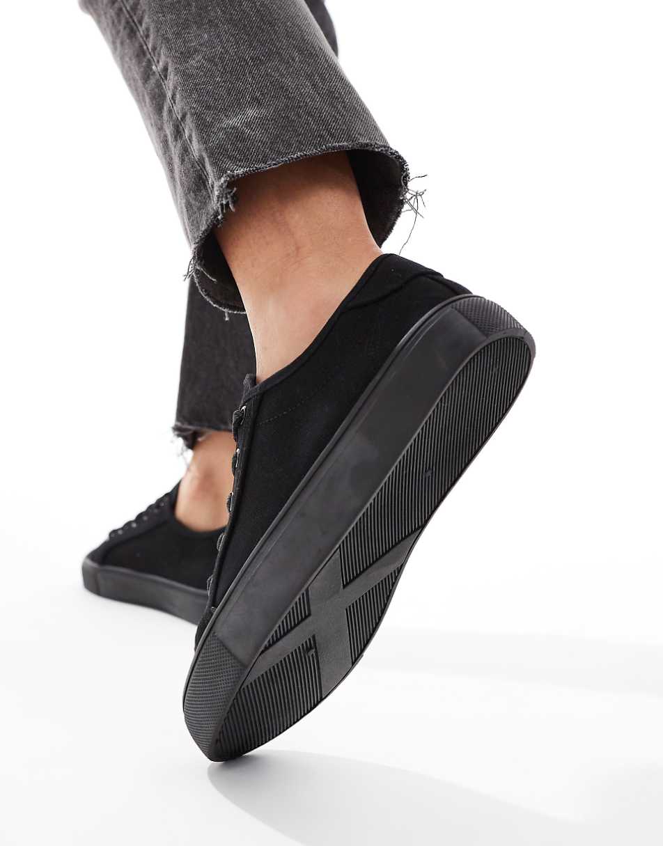 ASOS DESIGN Dizzy lace up sneakers in black drench