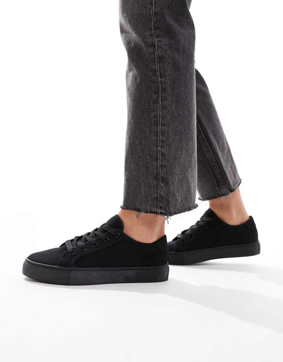 ASOS DESIGN Dizzy lace up sneakers in black drench