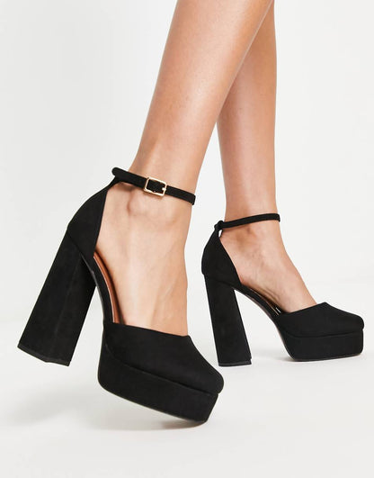 ASOS DESIGN Priority platform high block heel shoes in black