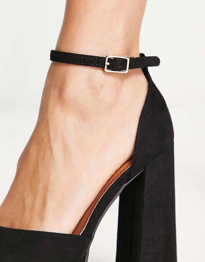 ASOS DESIGN Priority platform high block heel shoes in black