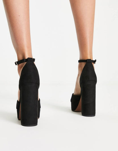 ASOS DESIGN Priority platform high block heel shoes in black