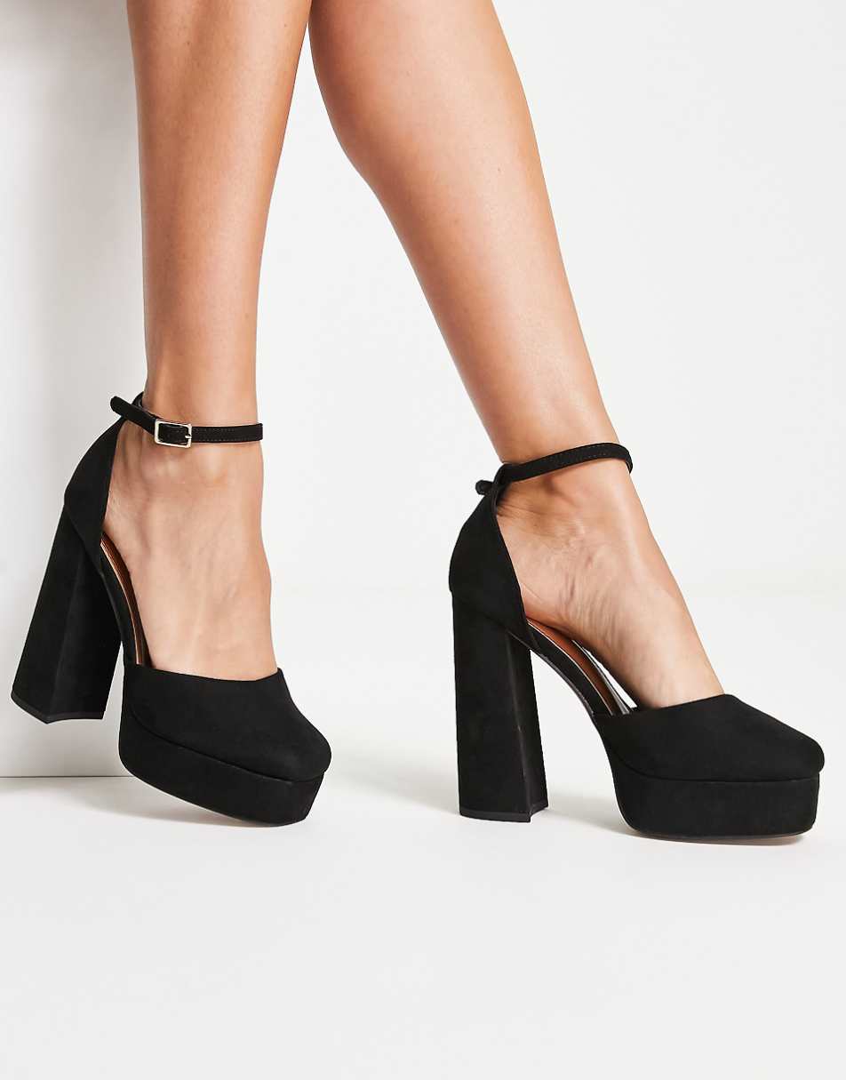 ASOS DESIGN Priority platform high block heel shoes in black