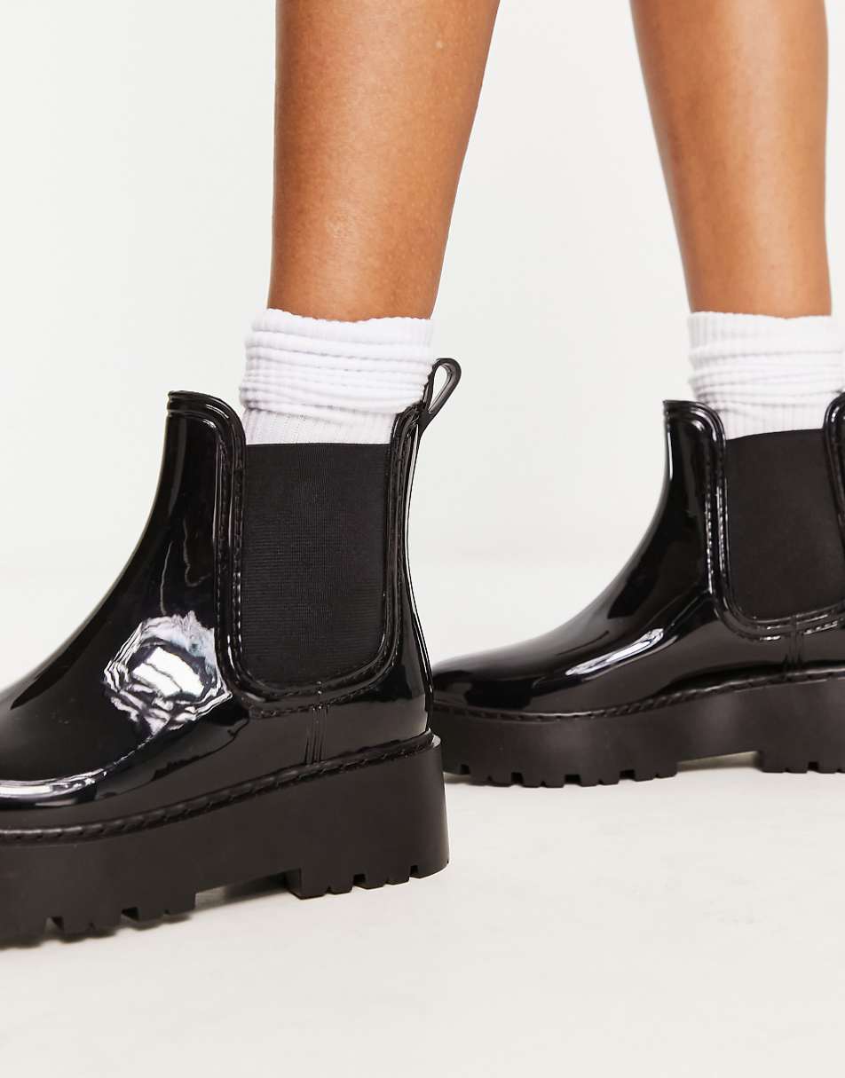 ASOS DESIGN Gadget chunky chelsea rain boots in black