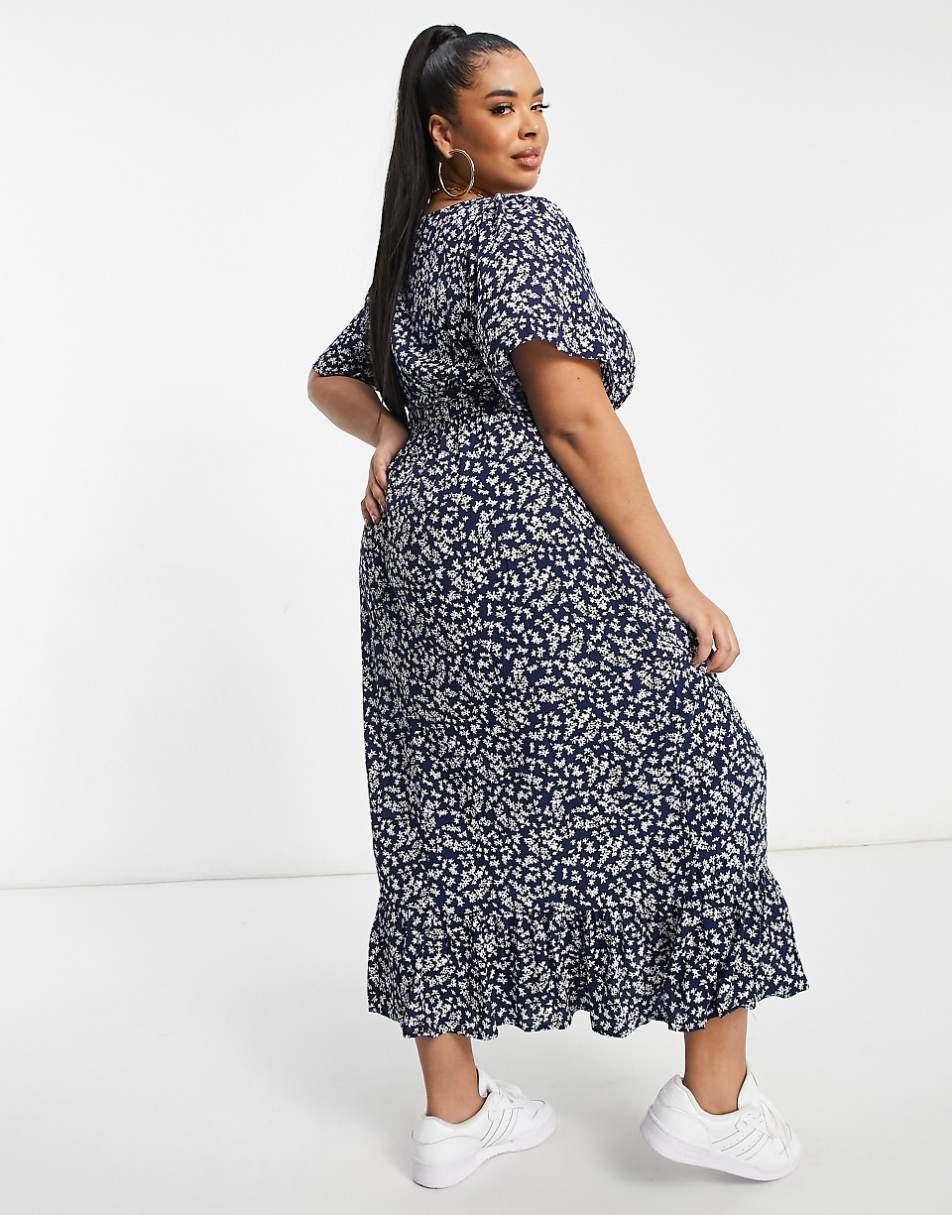 Cotton On Curve frill hem maxi dress in floral