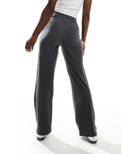 ASOS DESIGN rib dad pant in charcoal