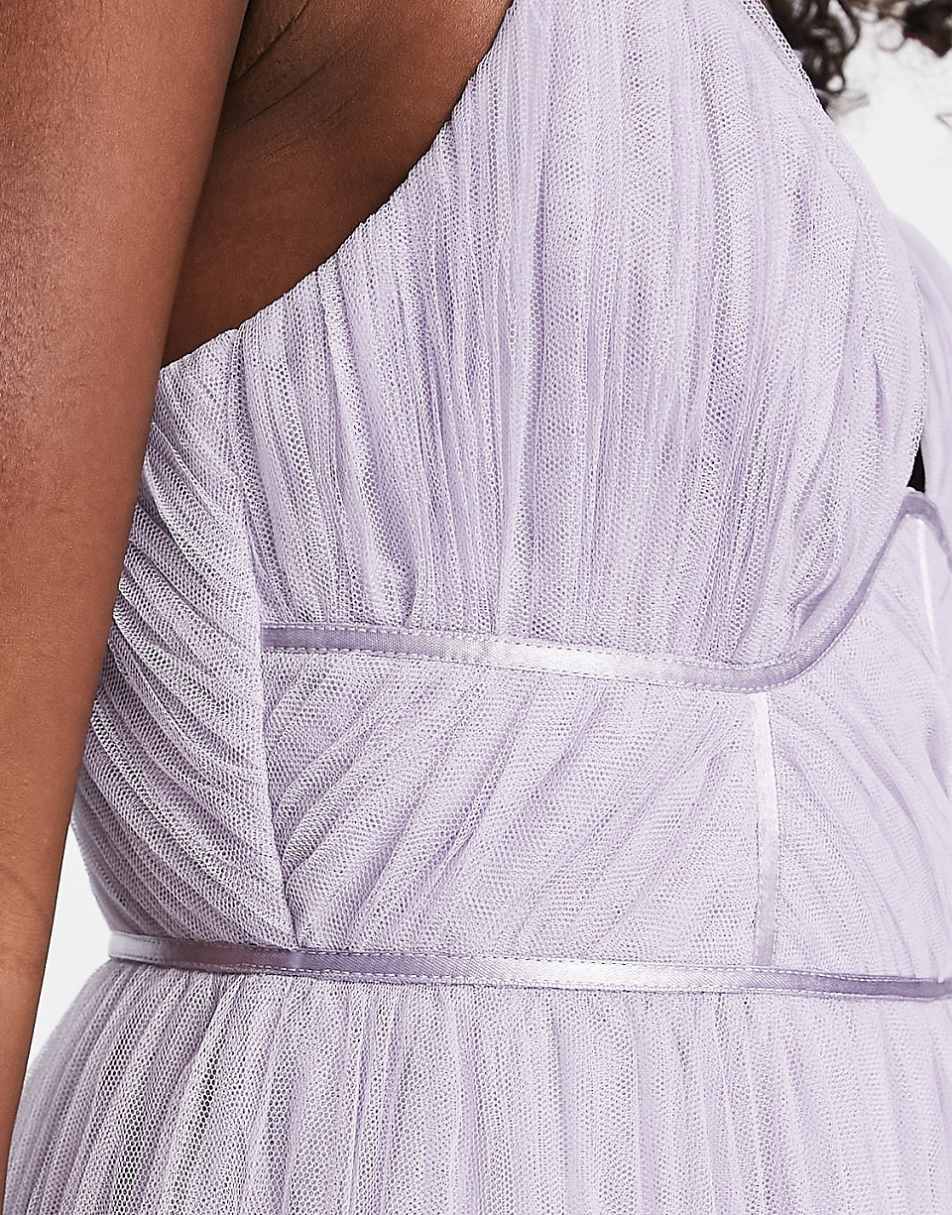 ASOS DESIGN Bridesmaid cami ruched bodice midi dress with pleated skirt in lilac