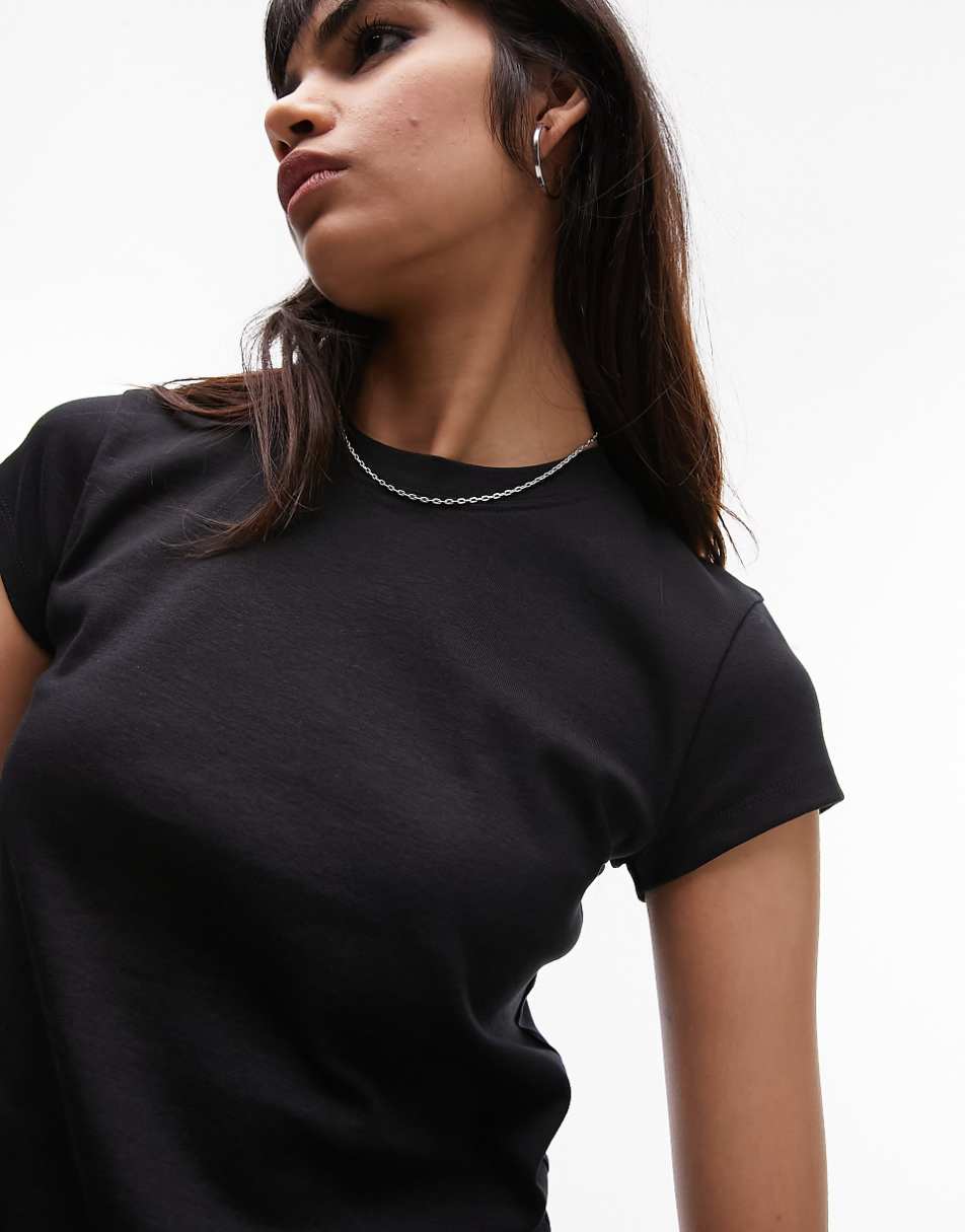 Topshop longline everyday tee in black