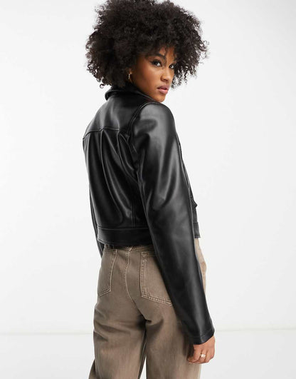 ASOS DESIGN Tall ultimate faux leather biker jacket in black