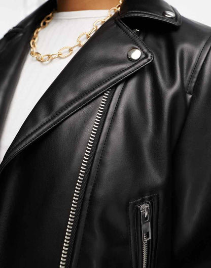 ASOS DESIGN Tall ultimate faux leather biker jacket in black