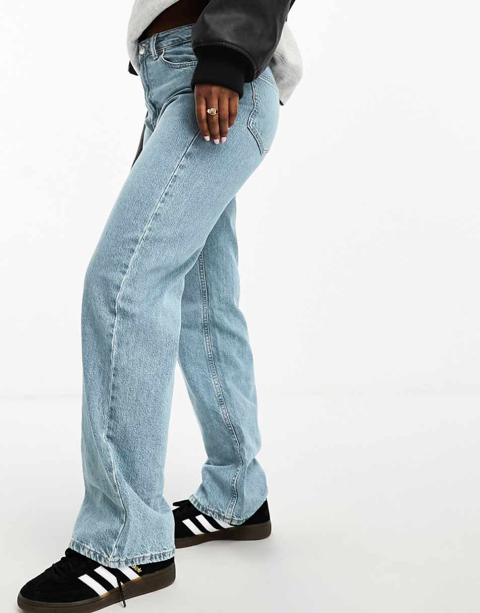 ASOS DESIGN Hourglass wide leg dad jeans in mid blue