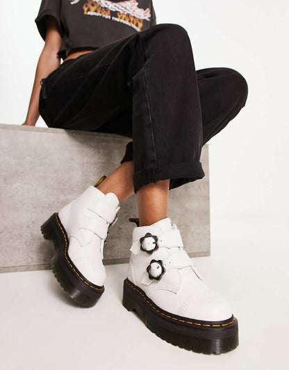 Dr Martens Devon flower boots in white