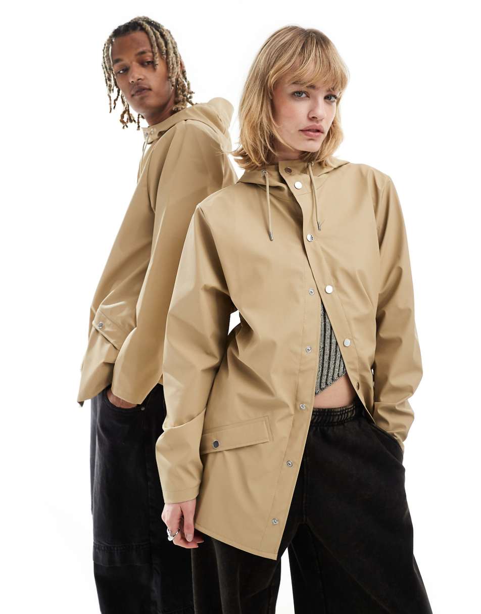 Rains 12010 unisex waterproof short jacket in sand