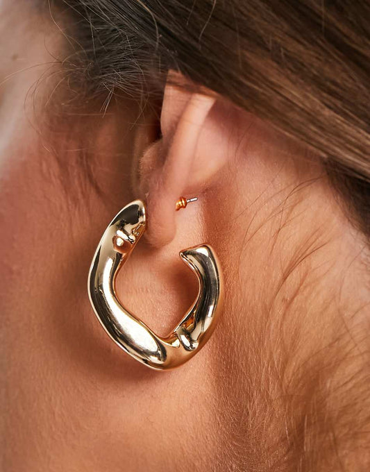 ASOS DESIGN hoop earring with twist link design in gold tone