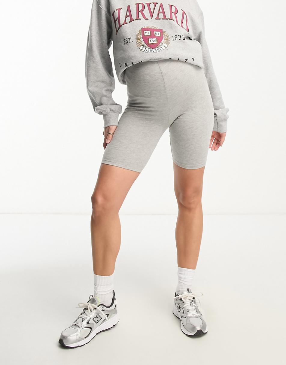 ASOS DESIGN Maternity over the bump basic legging short in heather gray