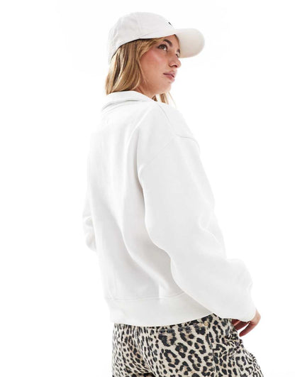 FCUK half zip up logo sweatshirt in white