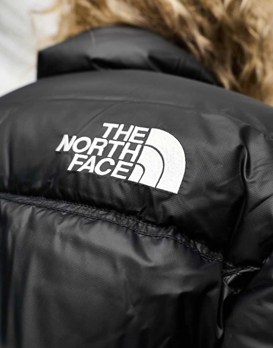 The North Face Nuptse cropped down puffer jacket in black