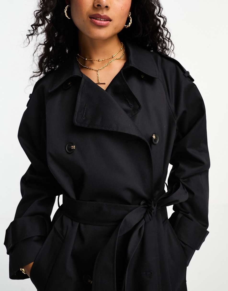 ASOS DESIGN longline trench coat in black