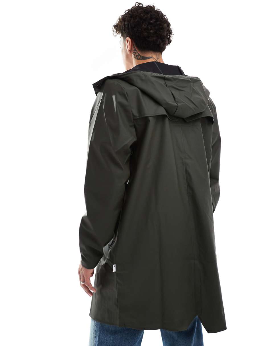 Rains 12020 unisex waterproof long jacket in green