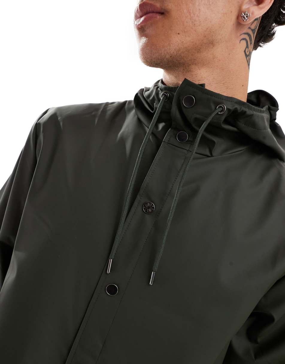 Rains 12020 unisex waterproof long jacket in green