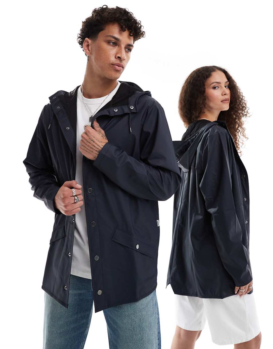 Rains 12010 unisex waterproof short jacket in navy