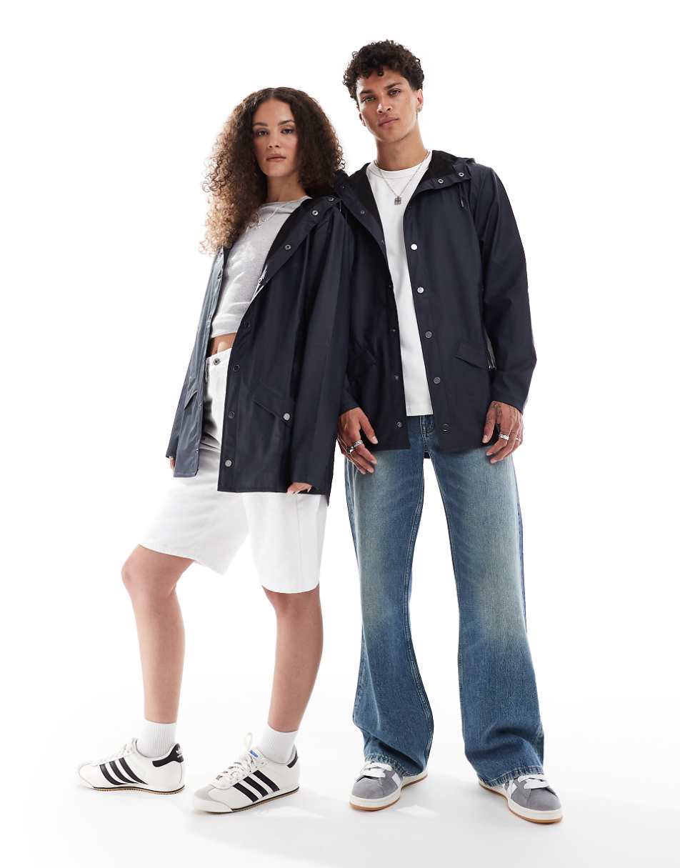 Rains 12010 unisex waterproof short jacket in navy