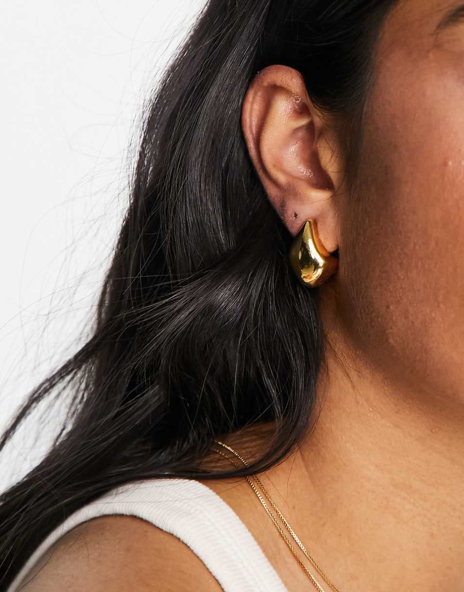 ASOS DESIGN 14k gold plated earrings with molten stud design