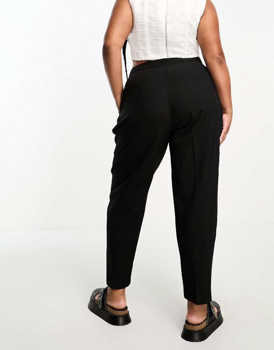 ASOS DESIGN Curve tapered tailored pant in black