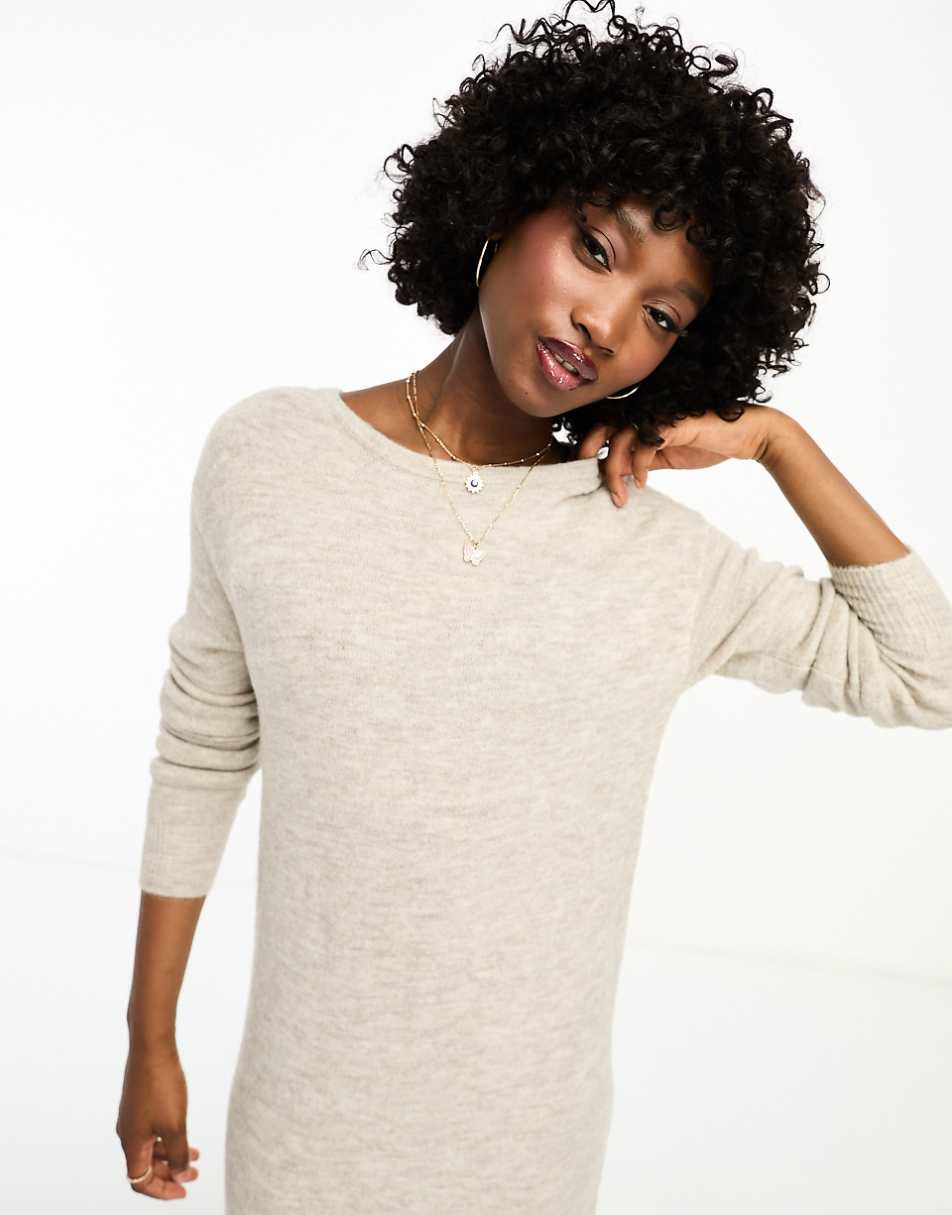 Vero Moda knitted sweater midi dress in cream