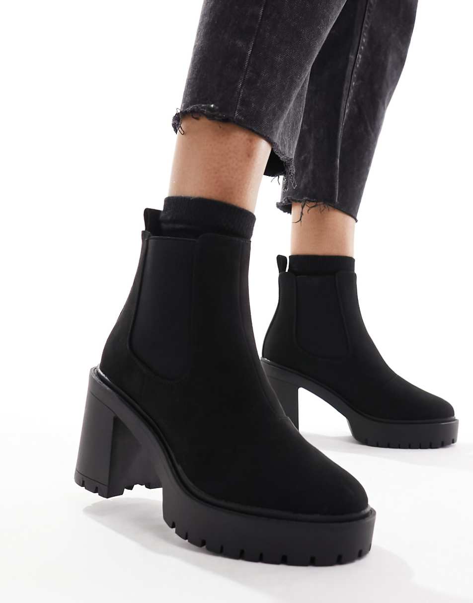 ASOS DESIGN Elma heeled chunky chelsea boots in black