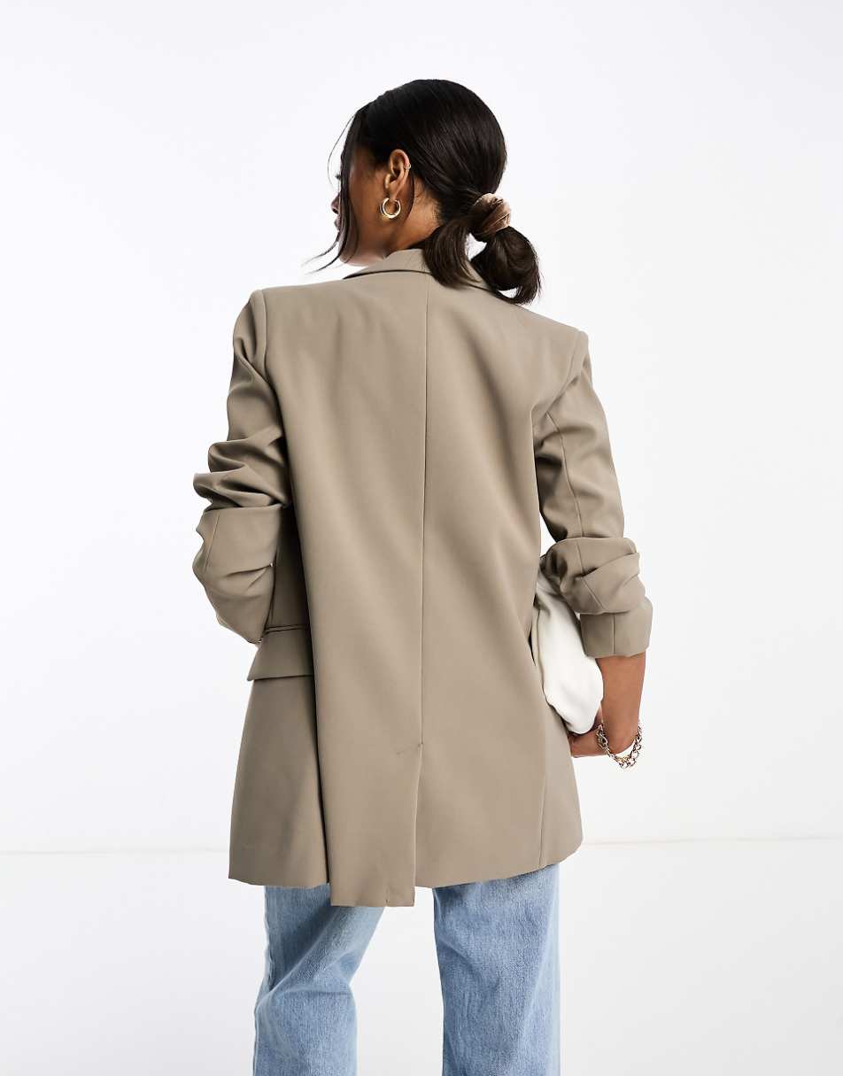 Pull&Bear oversized blazer in taupe brown