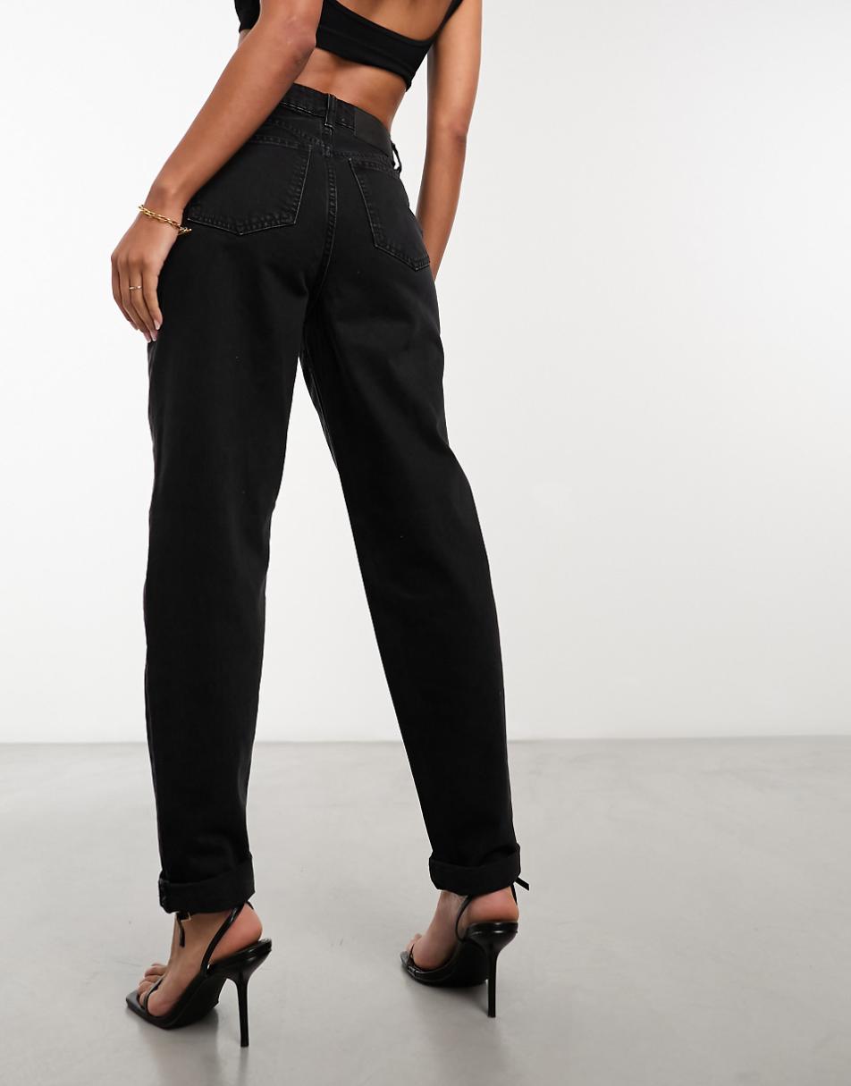 ASOS DESIGN high rise relaxed mom jeans in black