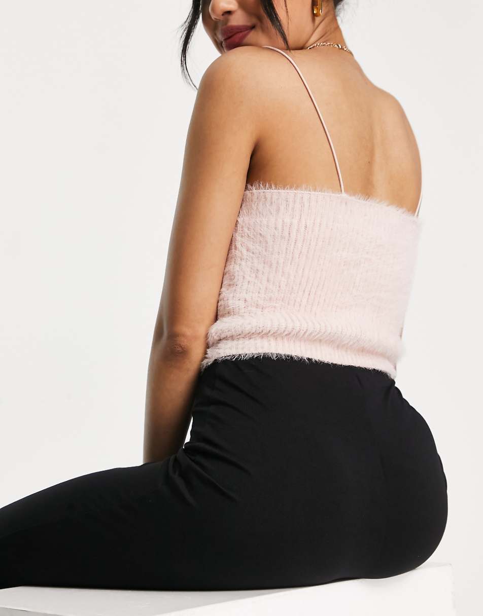ASOS DESIGN Petite basic wide leg jersey pants in black
