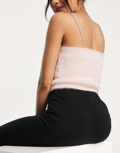 ASOS DESIGN Petite basic wide leg jersey pants in black
