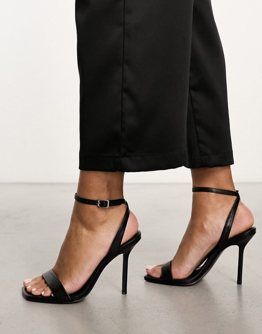 ASOS DESIGN Nali barely there heeled sandals in black PU