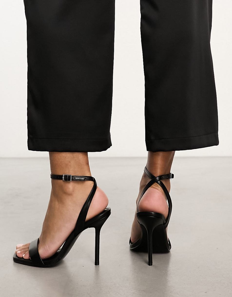 ASOS DESIGN Nali barely there heeled sandals in black PU