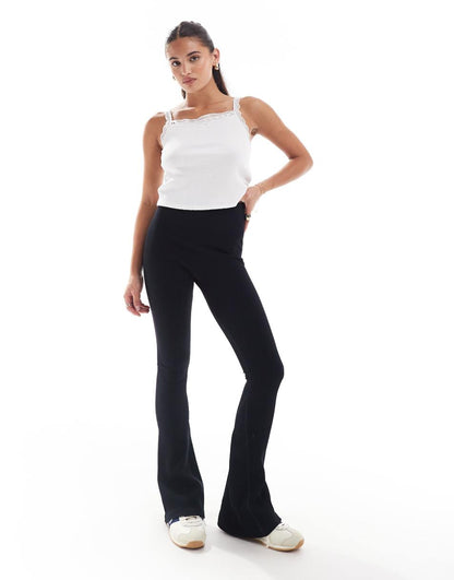 ASOS DESIGN seamless sculpting ribbed flare leggings in black - part of a set