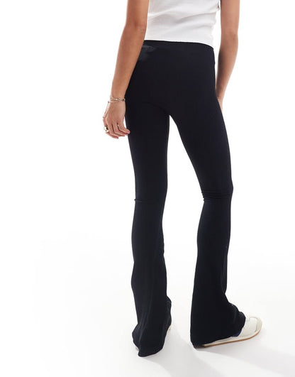 ASOS DESIGN seamless sculpting ribbed flare leggings in black - part of a set