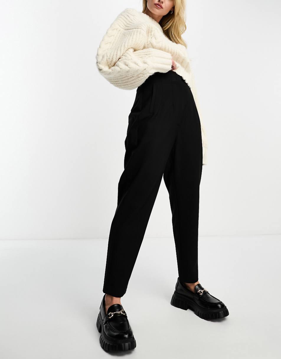 ASOS DESIGN tailored seamed waist pant in black
