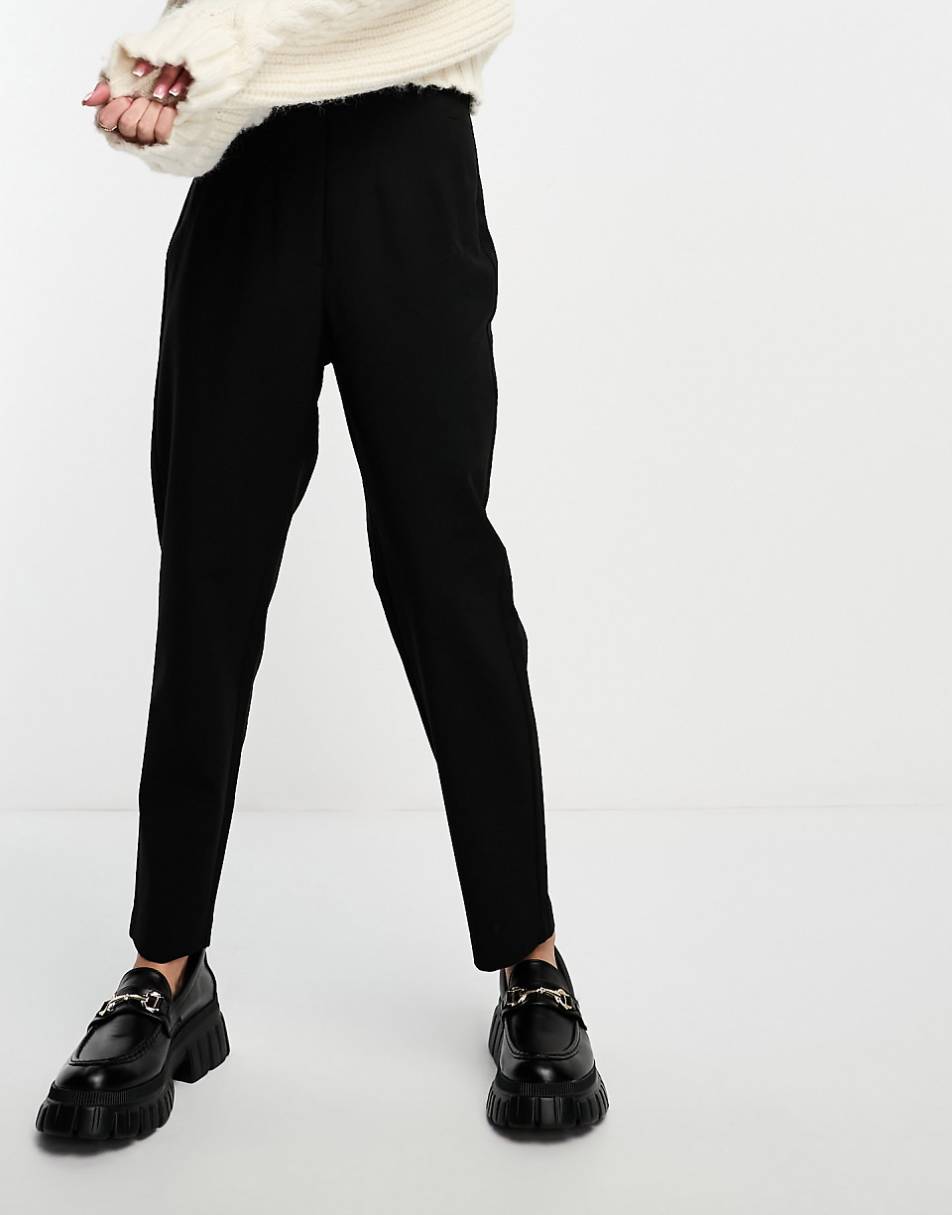 ASOS DESIGN tailored seamed waist pant in black