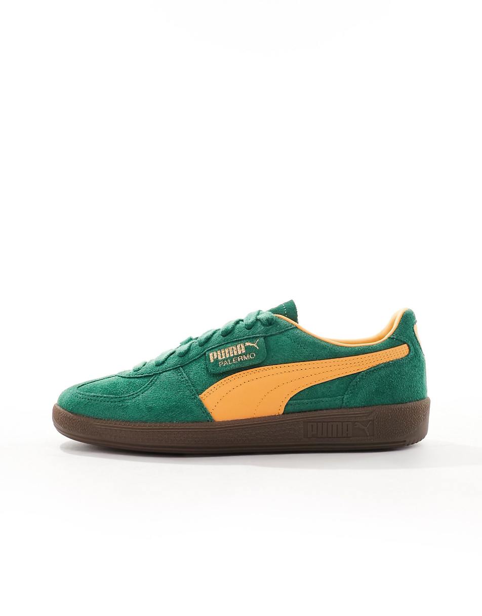 PUMA Palermo sneakers in green and orange