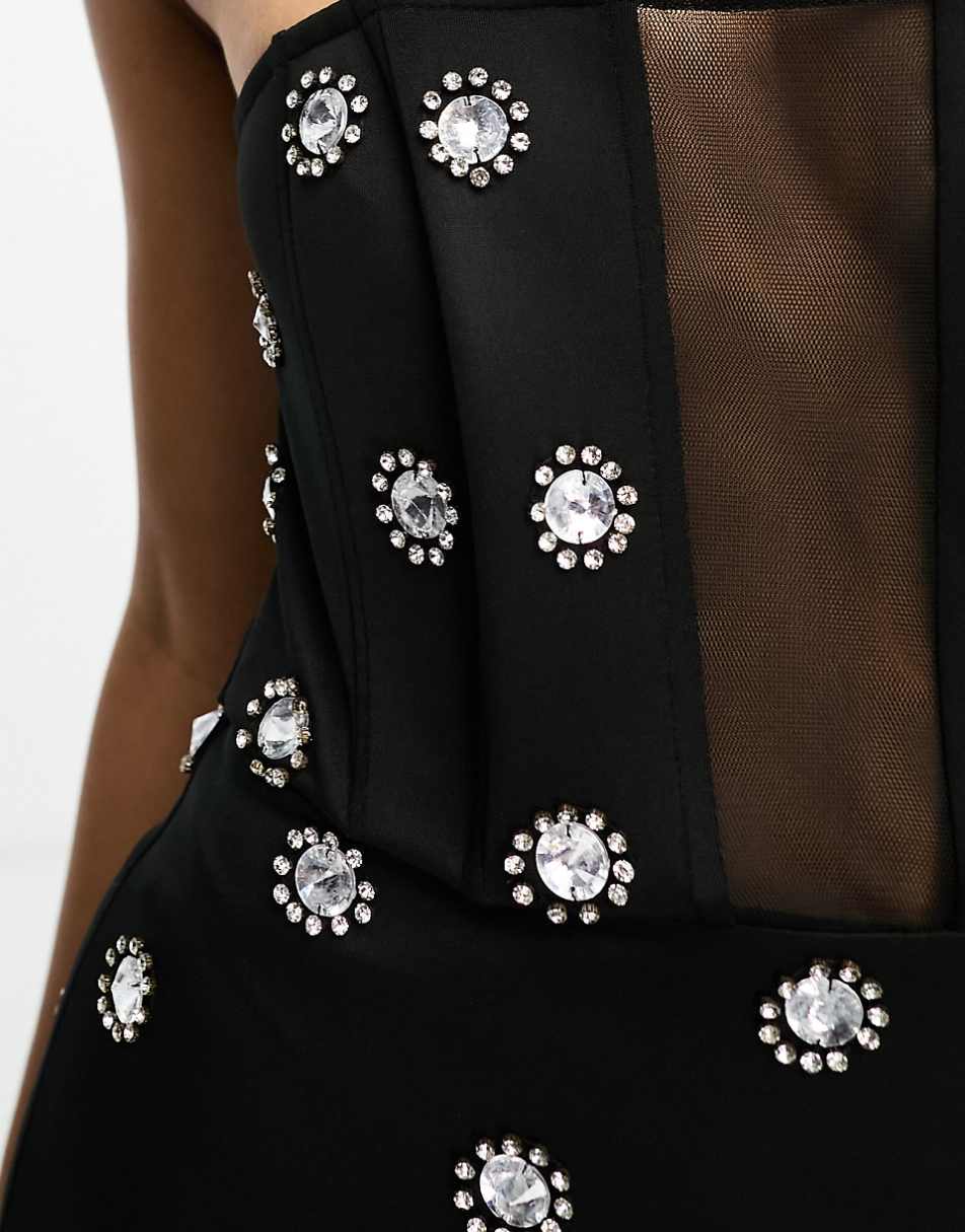 ASOS DESIGN bandeau embellished midaxi dress in black