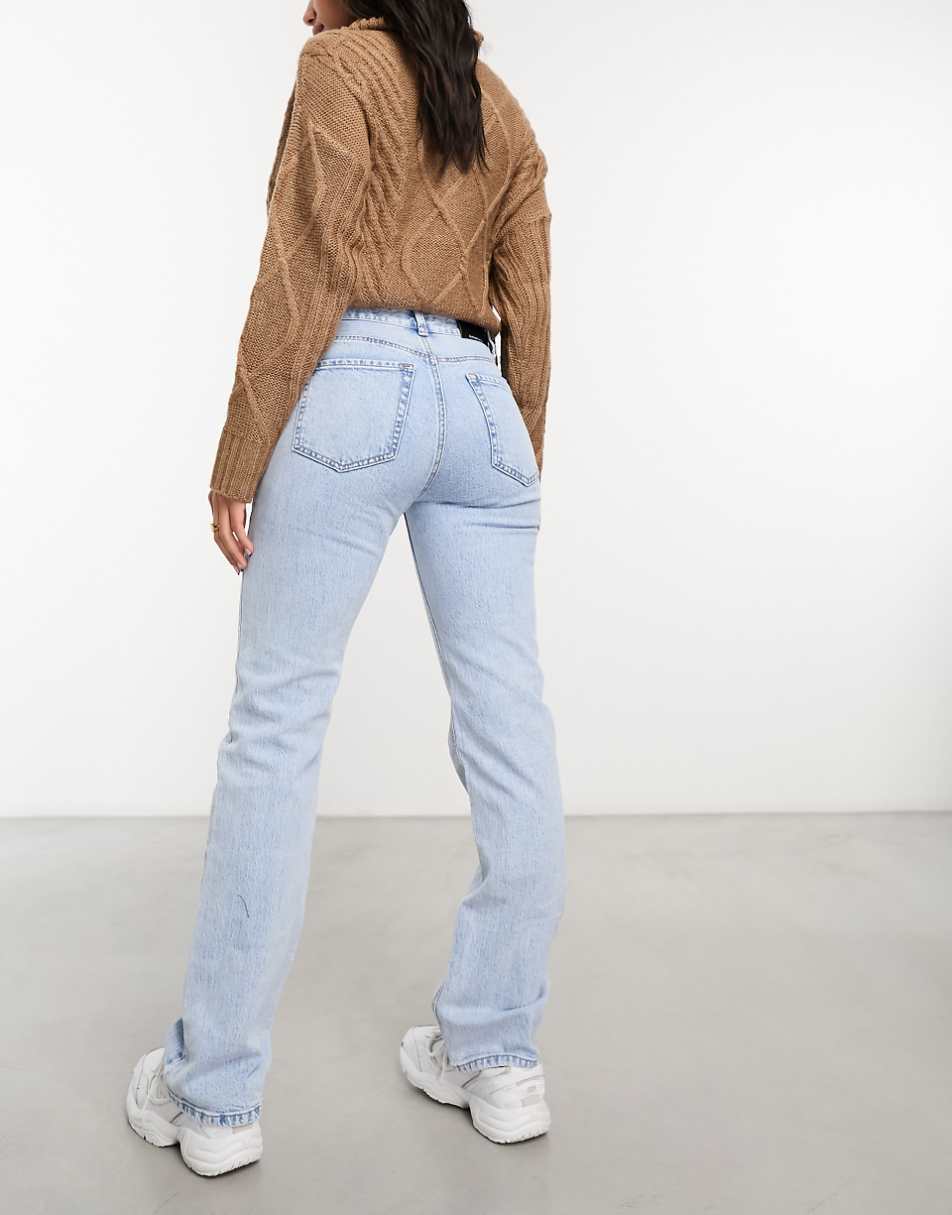 Stradivarius straight leg jeans in light wash blue