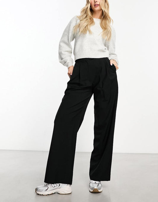 ASOS DESIGN Hourglass wide leg tailored pant in black