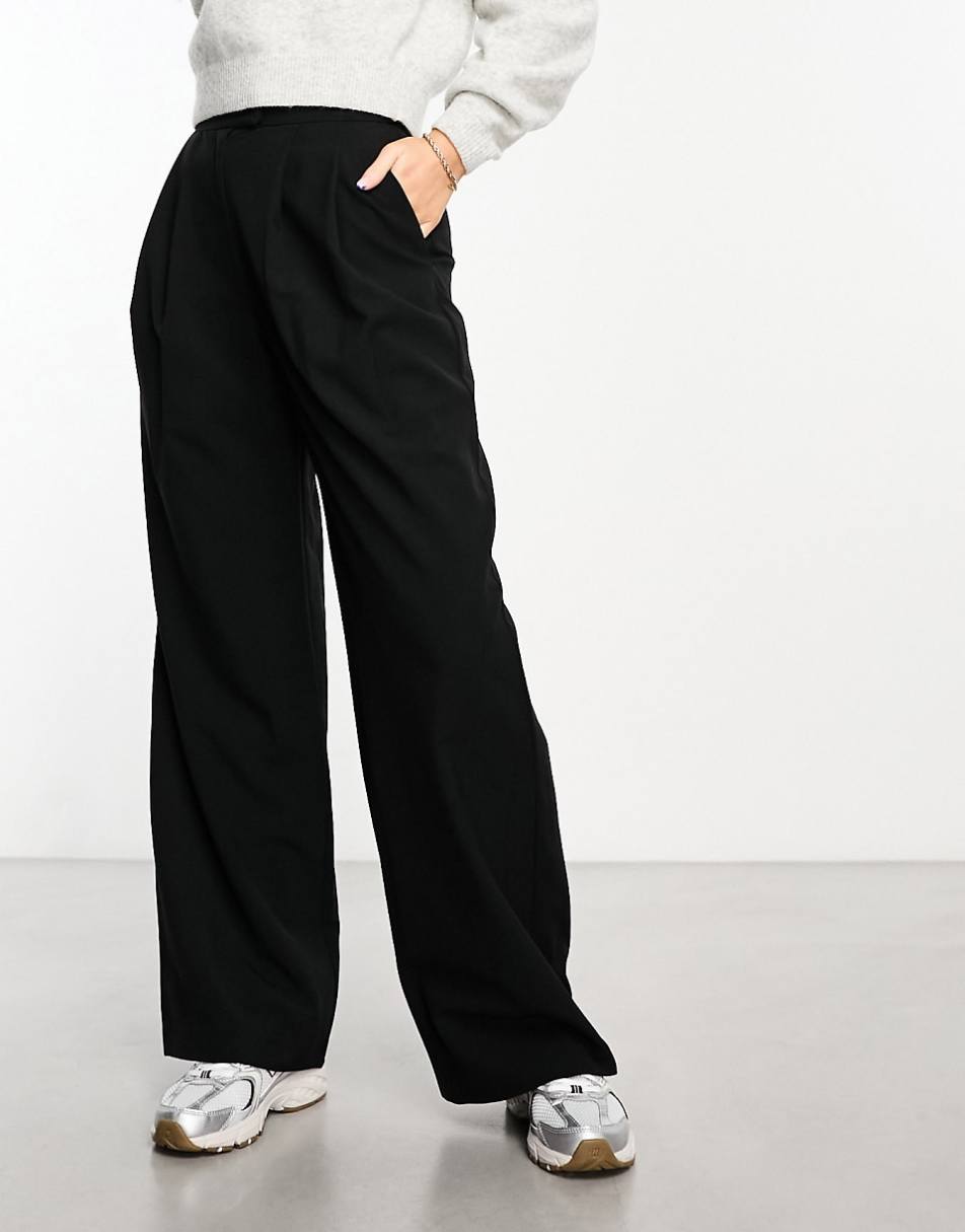 ASOS DESIGN Hourglass wide leg tailored pant in black